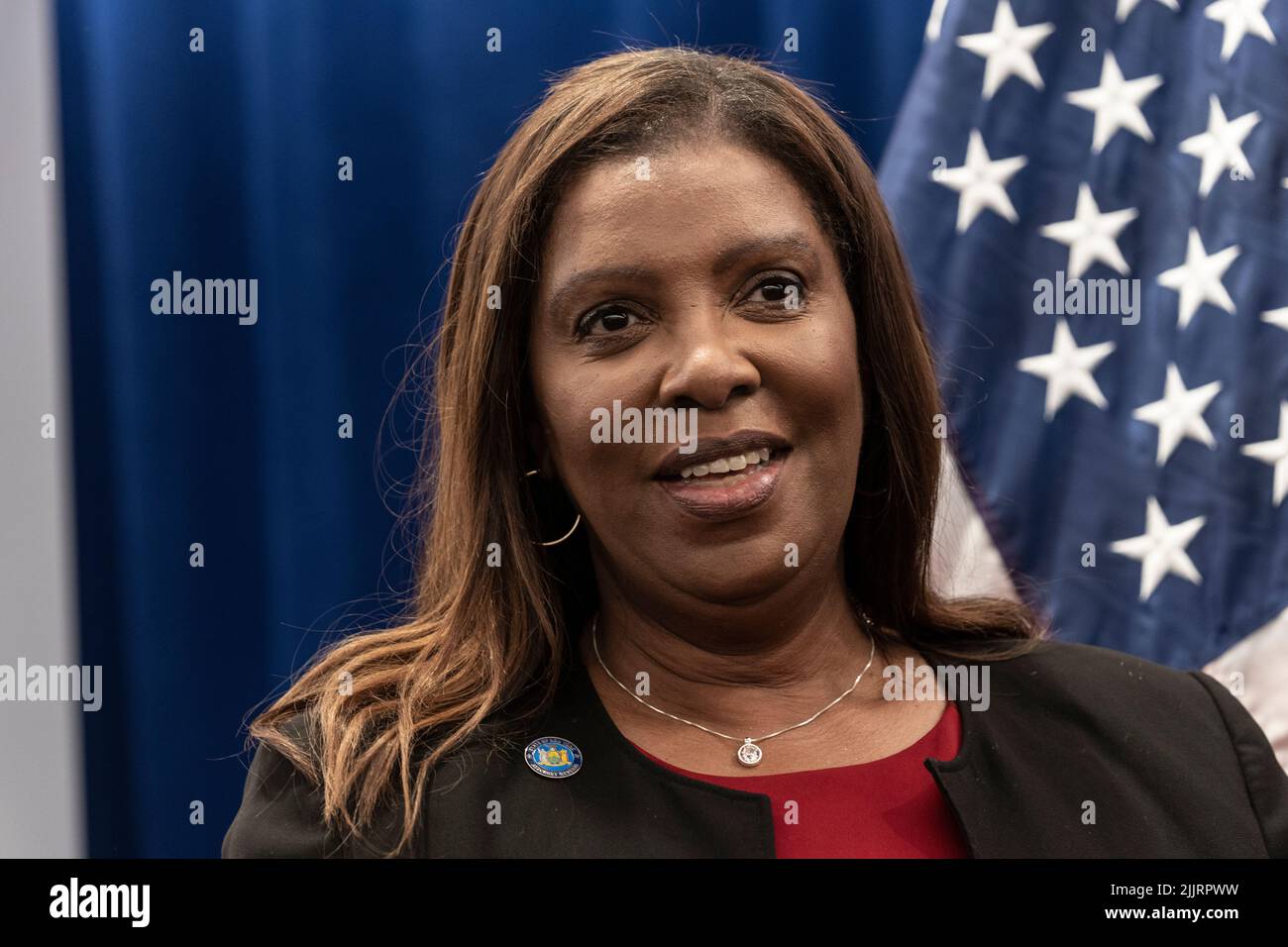New York, NY July 27, 2022 Attorney General Letitia James poses