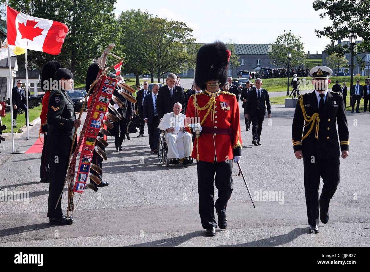 Quebec City, Canada, 27 July, 2022. Pope Francis arrives at the ...