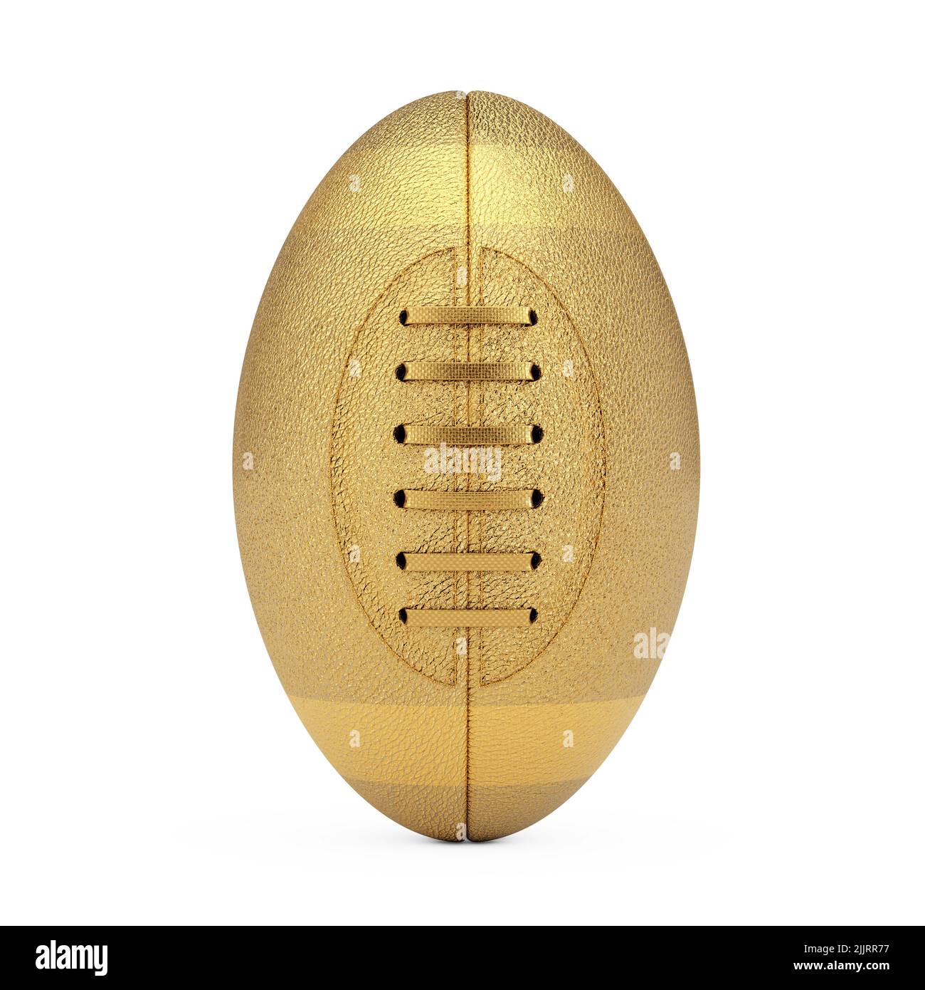 Golden Classic Old Leather Rugby Ball on a white background. 3d