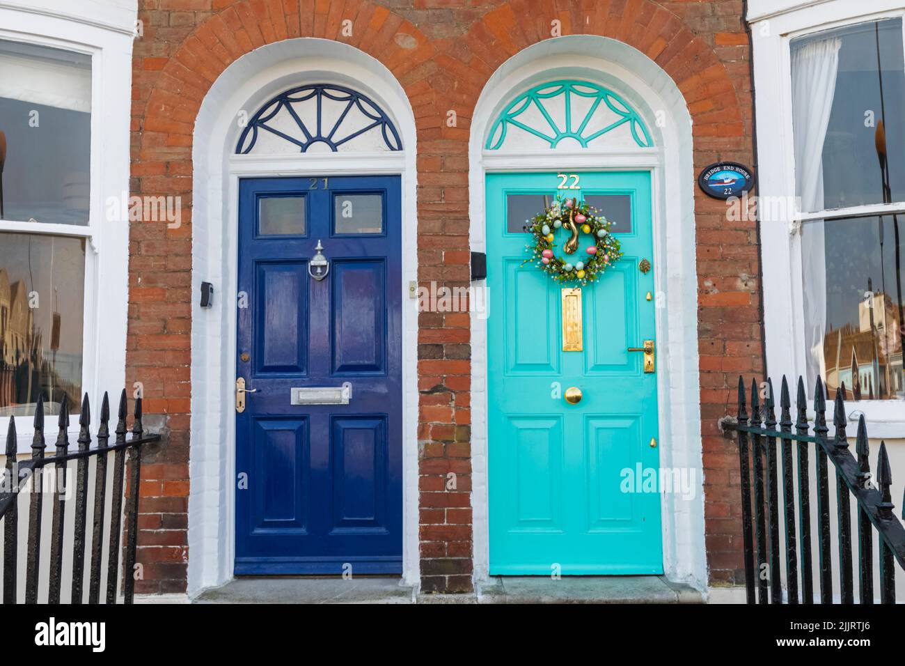 England, Dorset, Weymouth, Weymouth Harbour, Colourful Doors Stock Photo