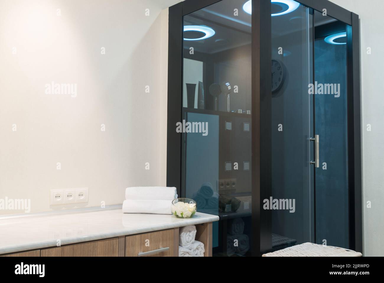 An Interior design of a modern massage room in a spa salon in Tashkent, Uzbekistan Stock Photo