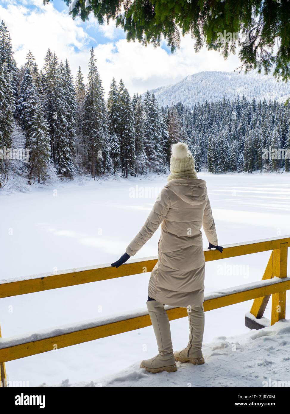 Frozen woman rear view hi-res stock photography and images - Alamy