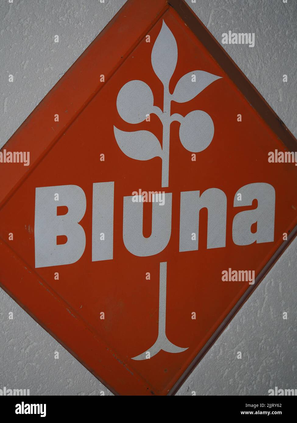 An old sign of the german lemonade brand Bluna Stock Photo Alamy