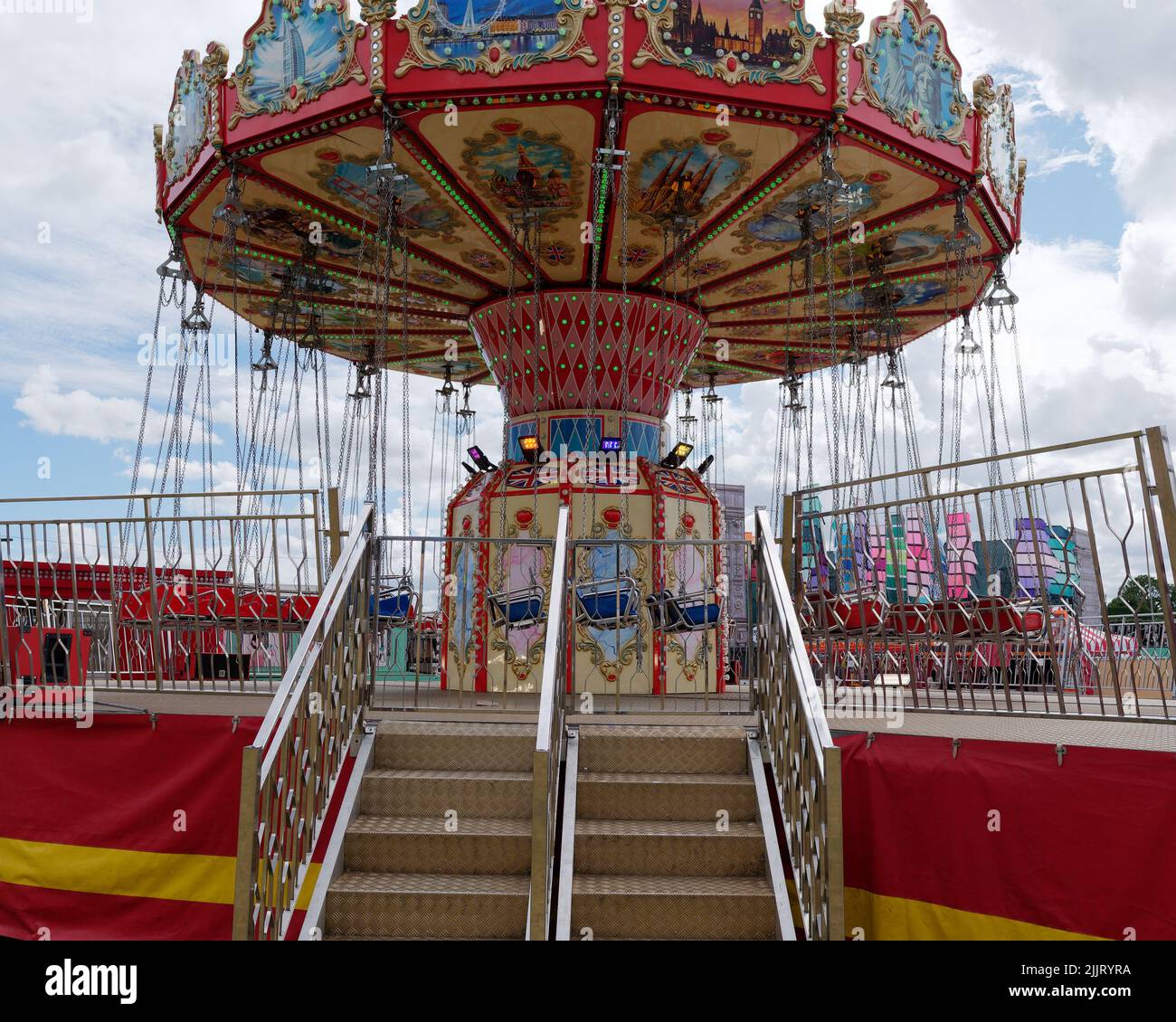 London, Greater London, England, June 30 2022 Fairground swing ride