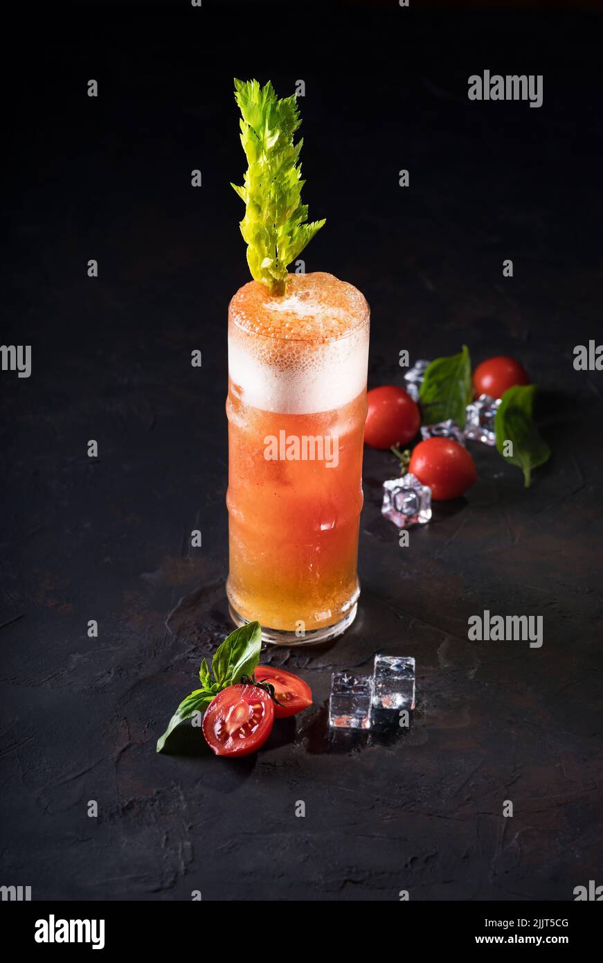 Bloody Mary in a plastic cup outside Stock Photo - Alamy