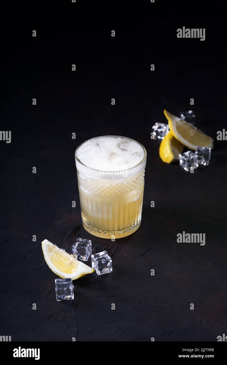 popular cocktail Maracuya Sour, made of maracuya and lime juice, pisco