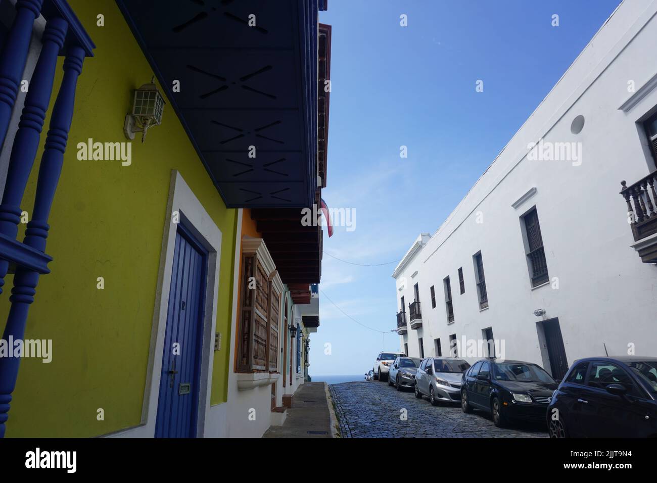 Many parked cars on San Juan Island, Portugal Stock Photo Alamy