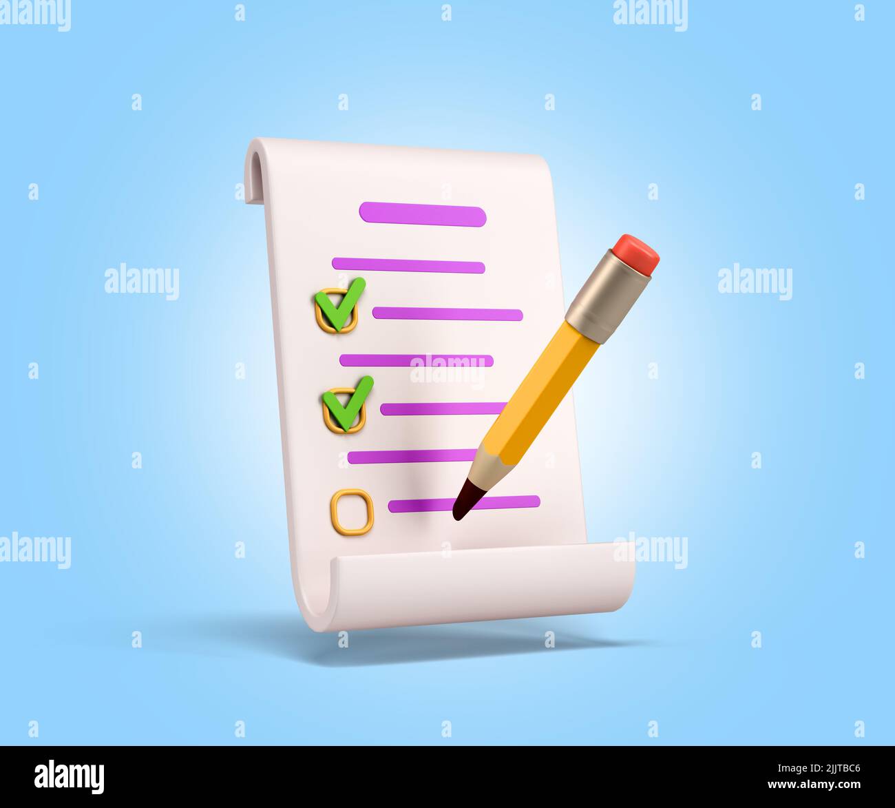 clipboard and pencil planing concept 3d render on blue gradient Stock ...