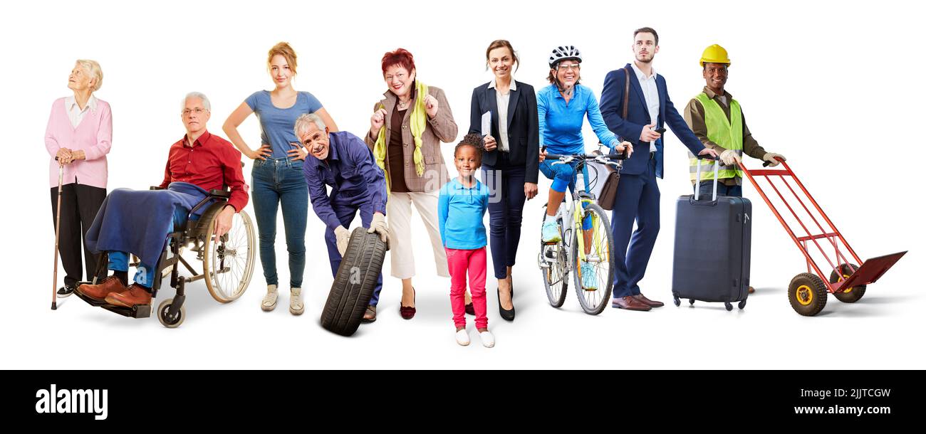 People of different generations in work and leisure as society and customers concept Stock Photo