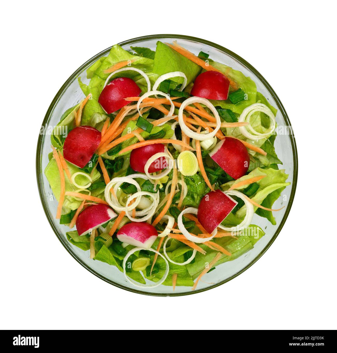 Mix salad. Vegetable salad bowl isolated on white background Stock