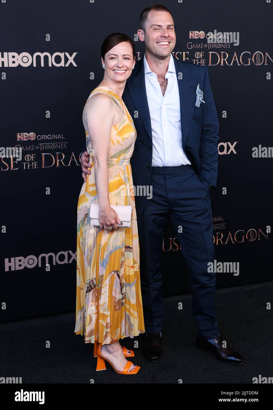 Los Angeles, United States. 27th July, 2022. LOS ANGELES, CALIFORNIA, USA -  JULY 27: Caitlin Monahan and American screenwriter Ryan Condal arrive at  the World Premiere Of HBO's Original Drama Series 'House