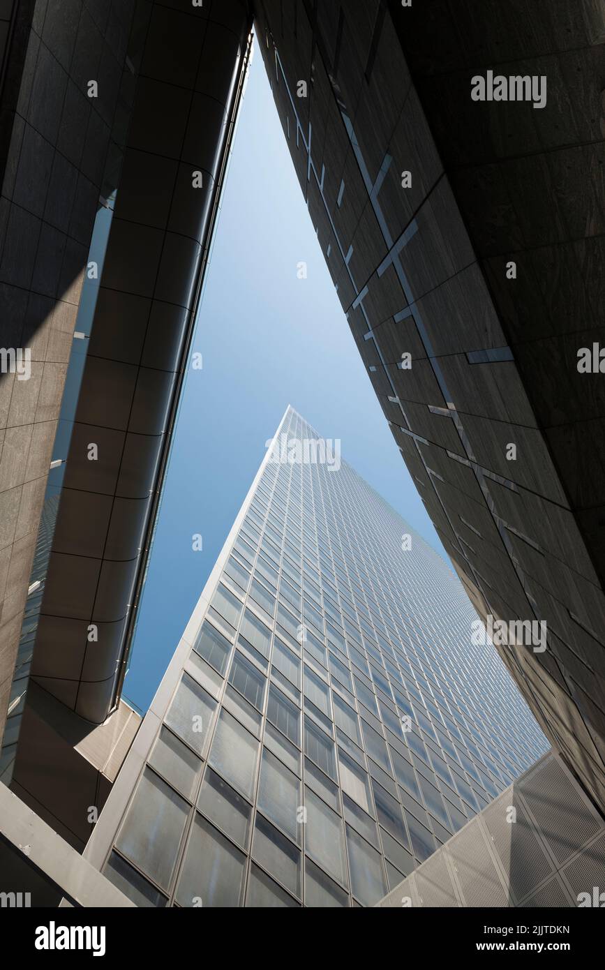 Dentsu Building  with clouds, Shiodome, Tokyo, Japan Stock Photo