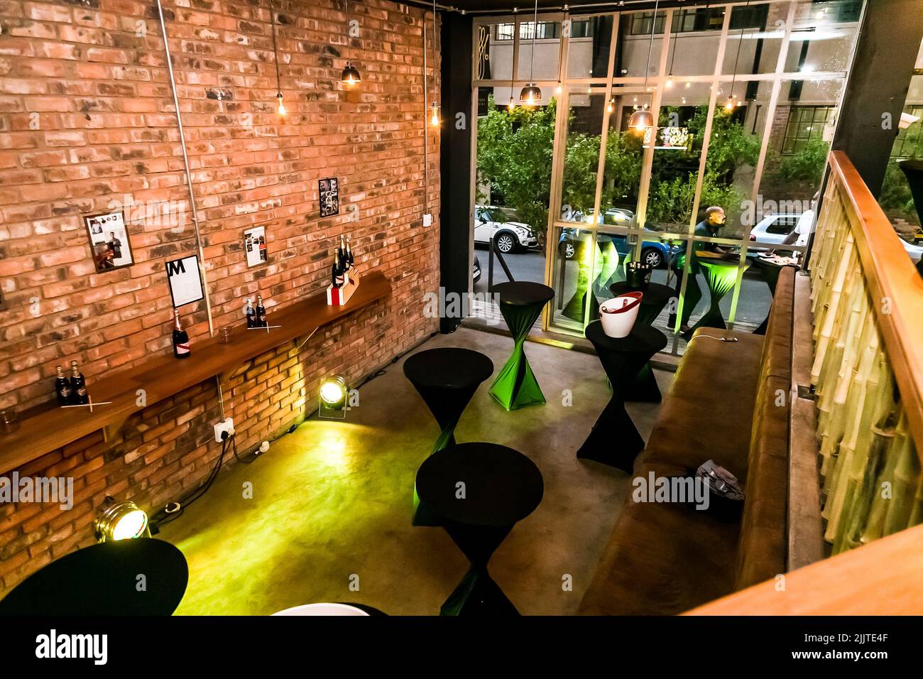An interior decor of small restaurant bar in Johannesburg Stock Photo