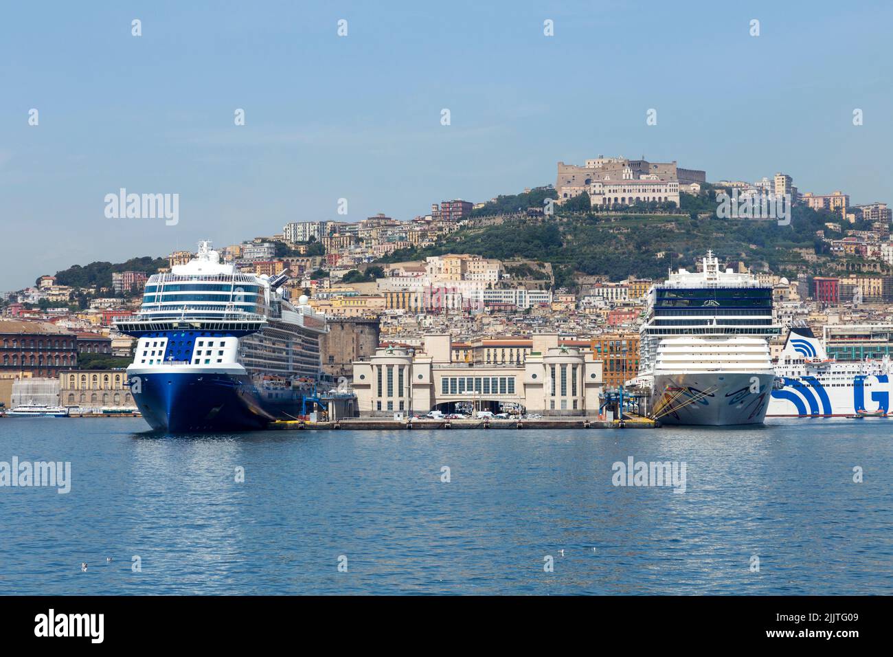 Passenger Ships docked at the Port of Naples, Italy, Europe Stock Photo ...