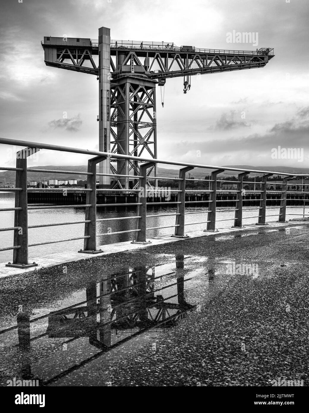 Titan shipbuilding crane in a historical dockyard in Clydebank, Scotland Stock Photo