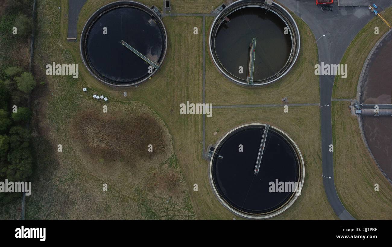 An aerial top view of a water treatment plant Stock Photo Alamy