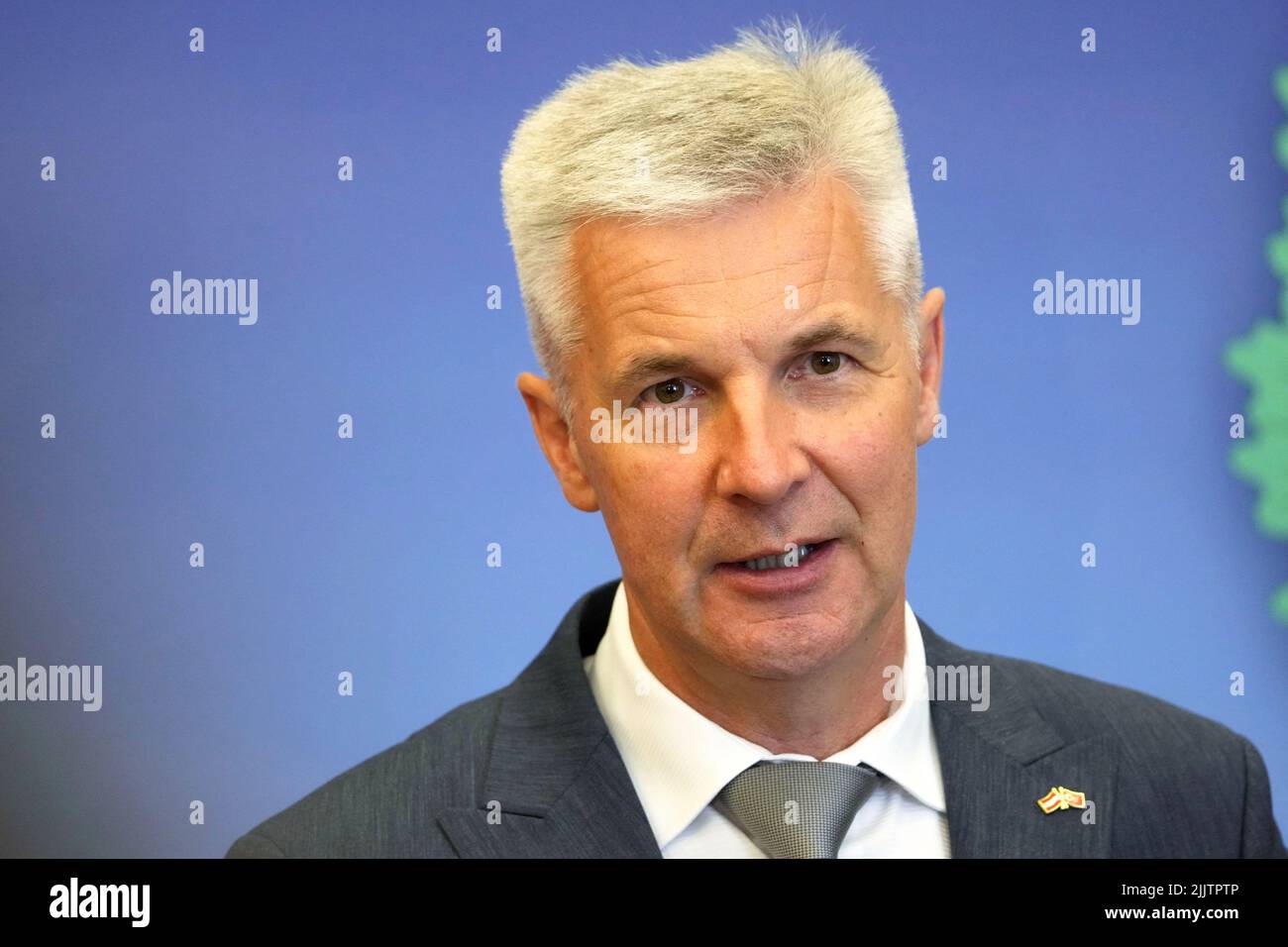 Latvian Defence Minister Artis Pabriks speaks during a news conference in Riga, Latvia July 28, 2022. REUTERS/Ints Kalnins Stock Photo