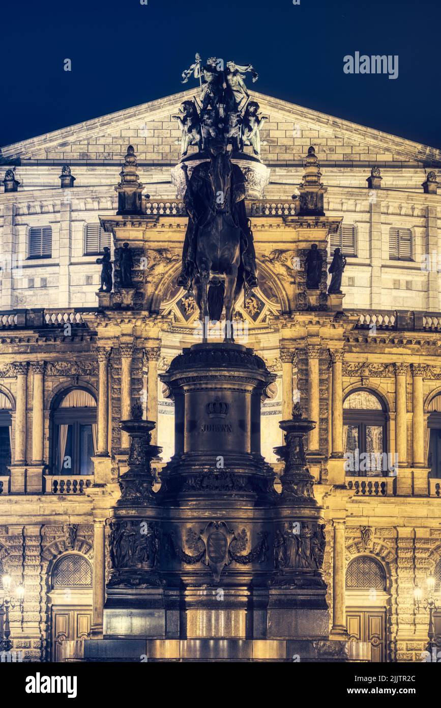 The Semperoper and the equestrian statue of King John at the Theatre