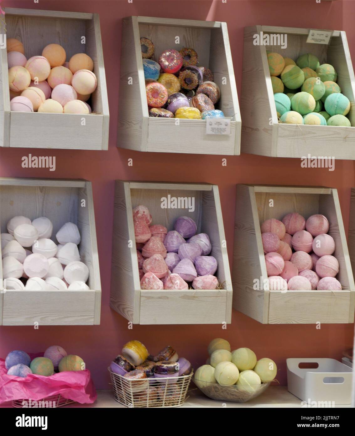 Different coloured Bath bombs for sale at Camden Market Stock Photo