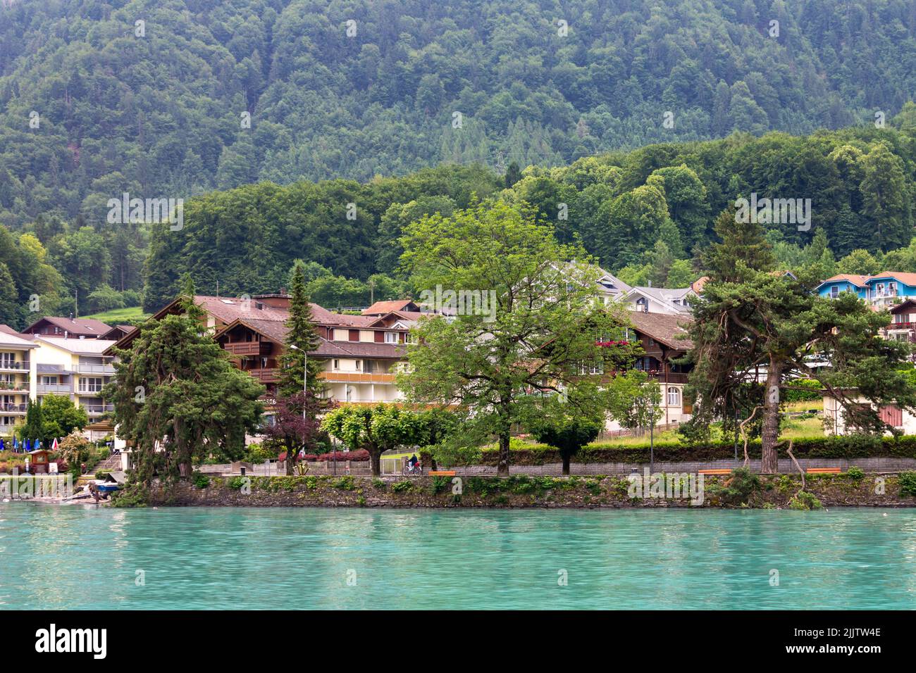 The traditional cottages on the shore of Lake Brienz. Interlaken