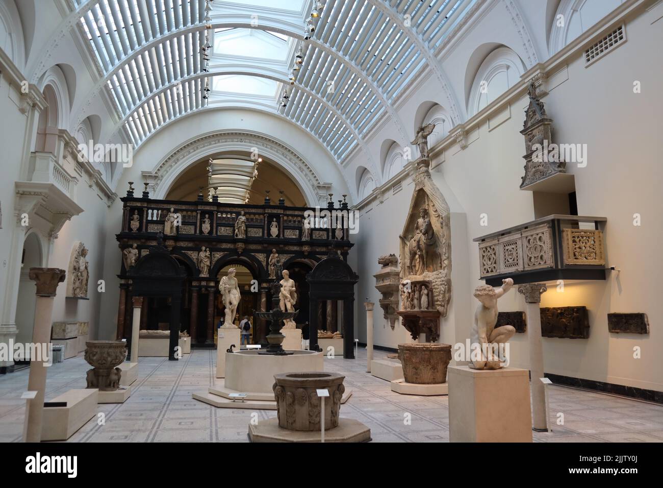 The white statues displayed in the Victoria and Albert Museum Stock