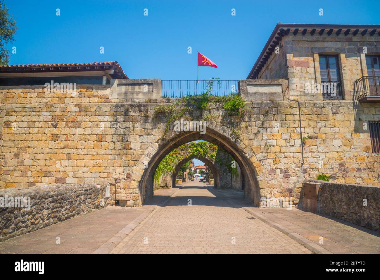 Medieval arches. Cartes, Cantabria, Spain. Stock Photo