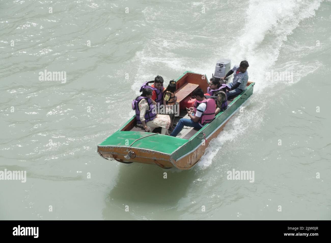 A top view of a riding boat on the sea Stock Photo Alamy