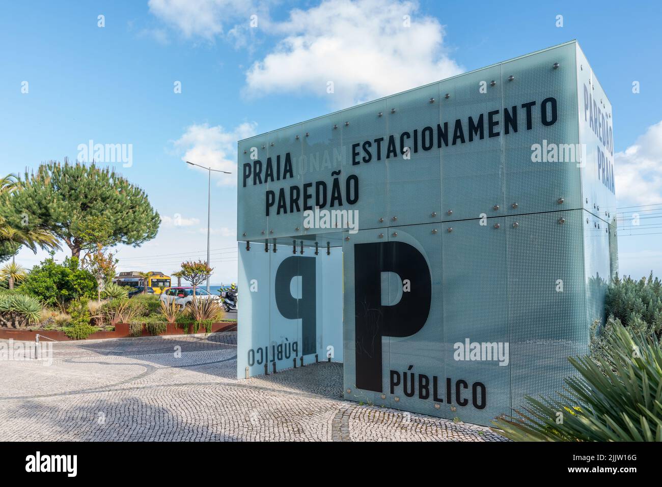 A view of access to the parking lot at Praia Paredao in Cascais Stock