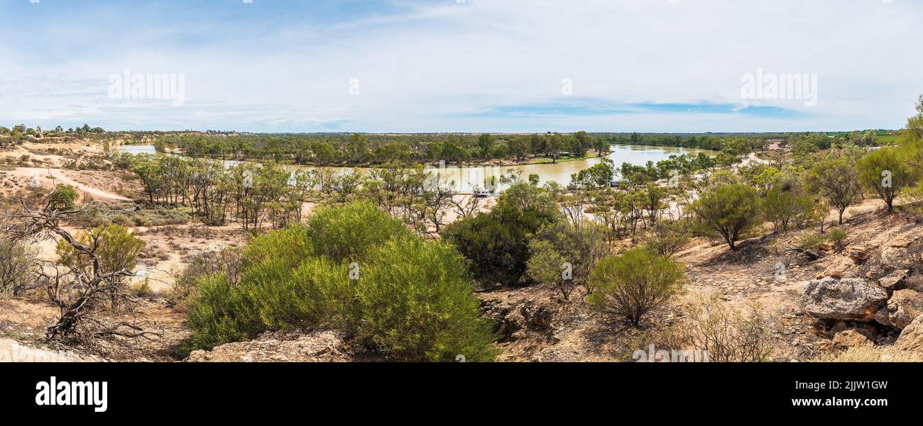 Murray River Holder Bend Lookout panoramic view in Waikerie, South Australia Stock Photo