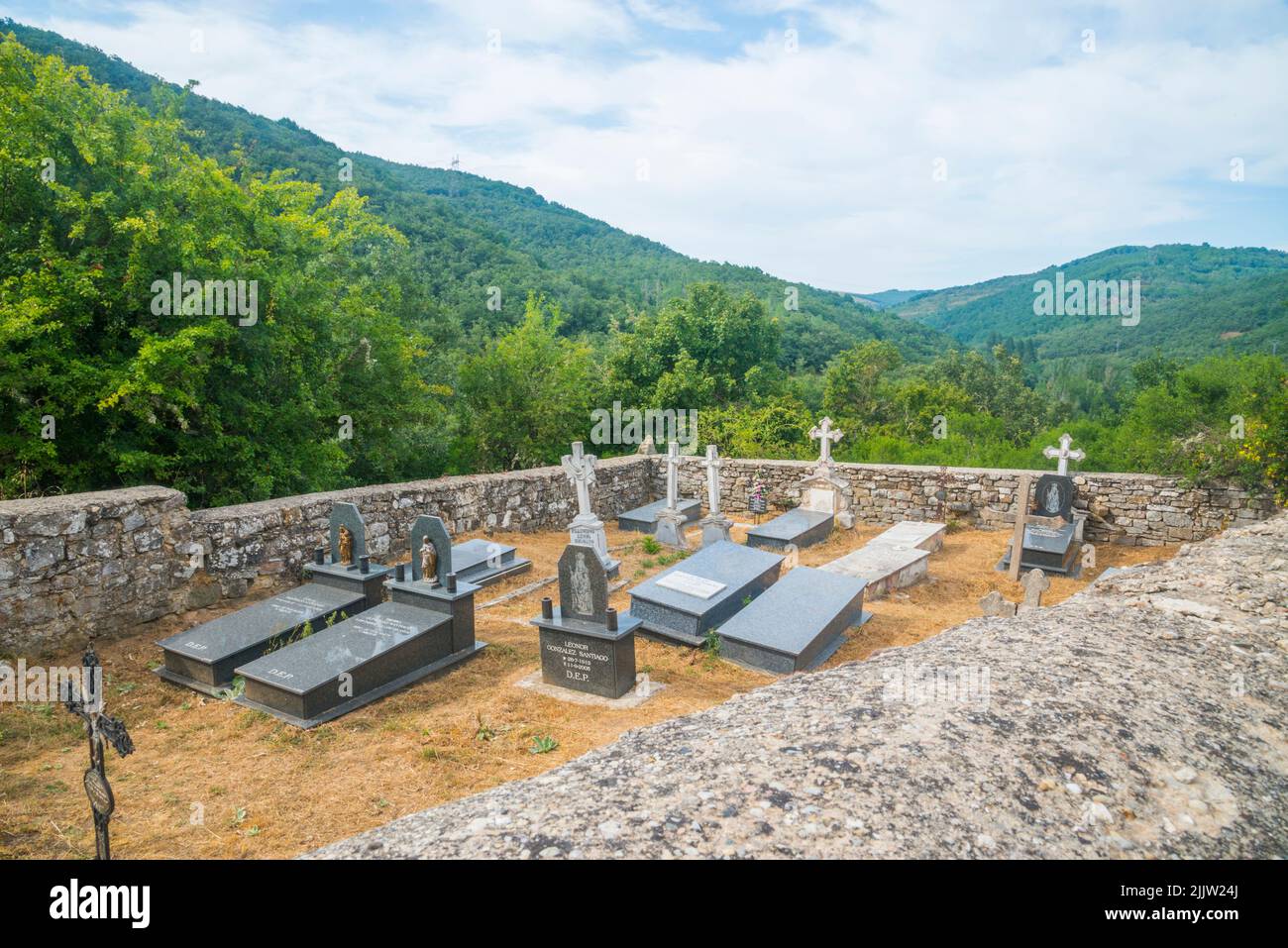 Graveyard. Aldea de Ebro, Cantabria, Spain. Stock Photo