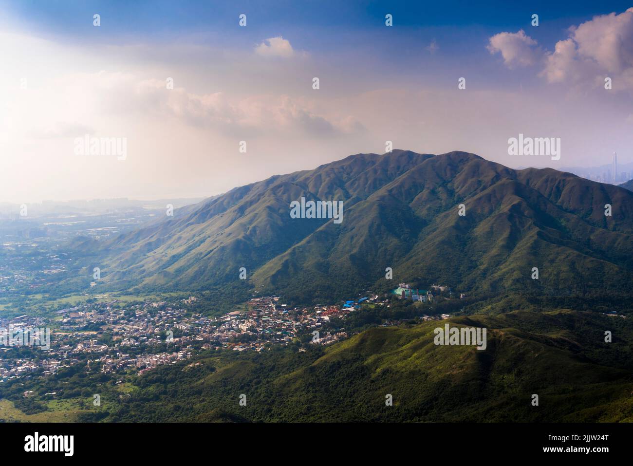 View of a natural landscape with mountain and lands Stock Photo