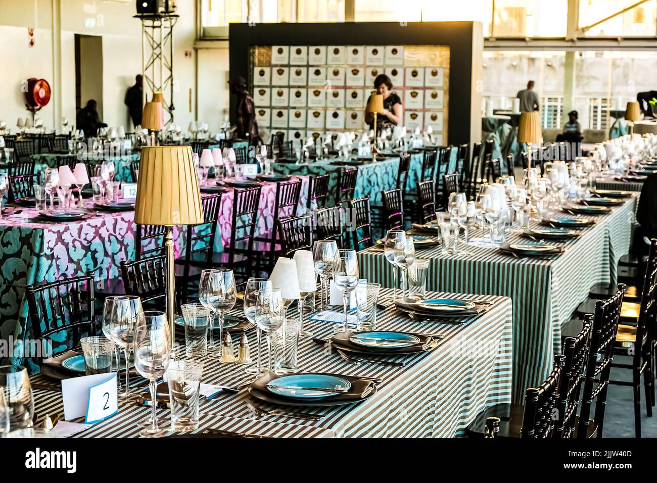 The interior decor at large corporate gala dinner event in Johannesburg