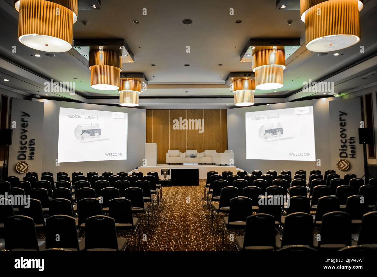 The Empty chairs at the corporate conference in the convention hall in