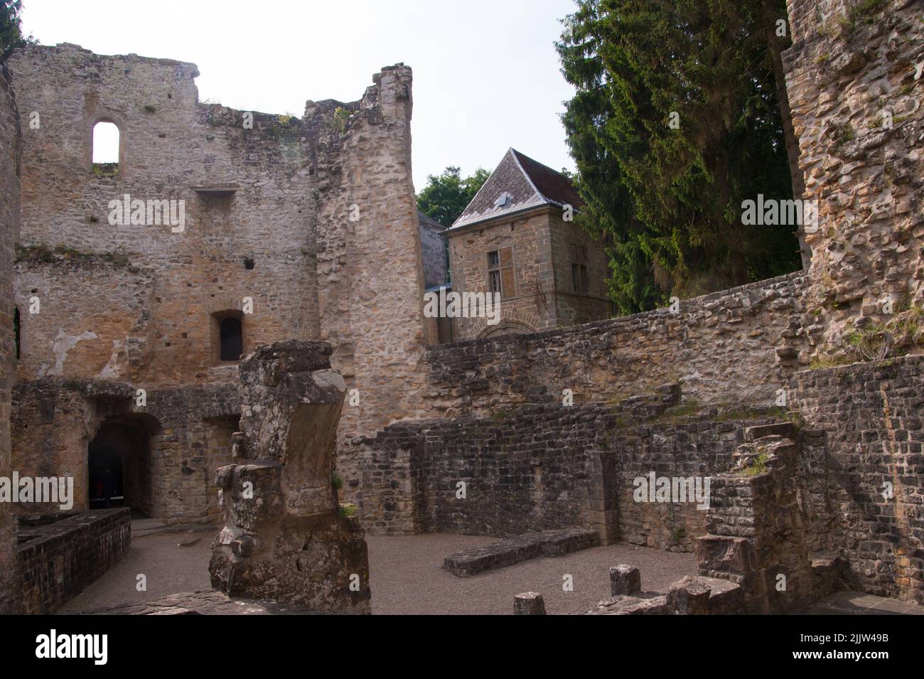 A view of the well-preserved medieval Castle Beaufort in Luxembourg Stock Photo