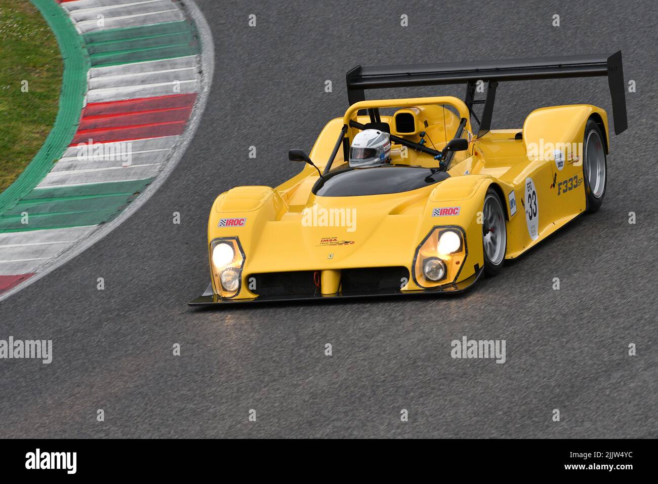 Scarperia, 3 April 2022: Ferrari 333 SP in action during Mugello Classic 2022 at Mugello Circuit in Italy. Stock Photo