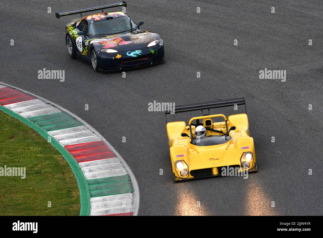 Scarperia, 3 April 2022: Ferrari 333 SP in action during Mugello Classic 2022 at Mugello Circuit in Italy. Stock Photo