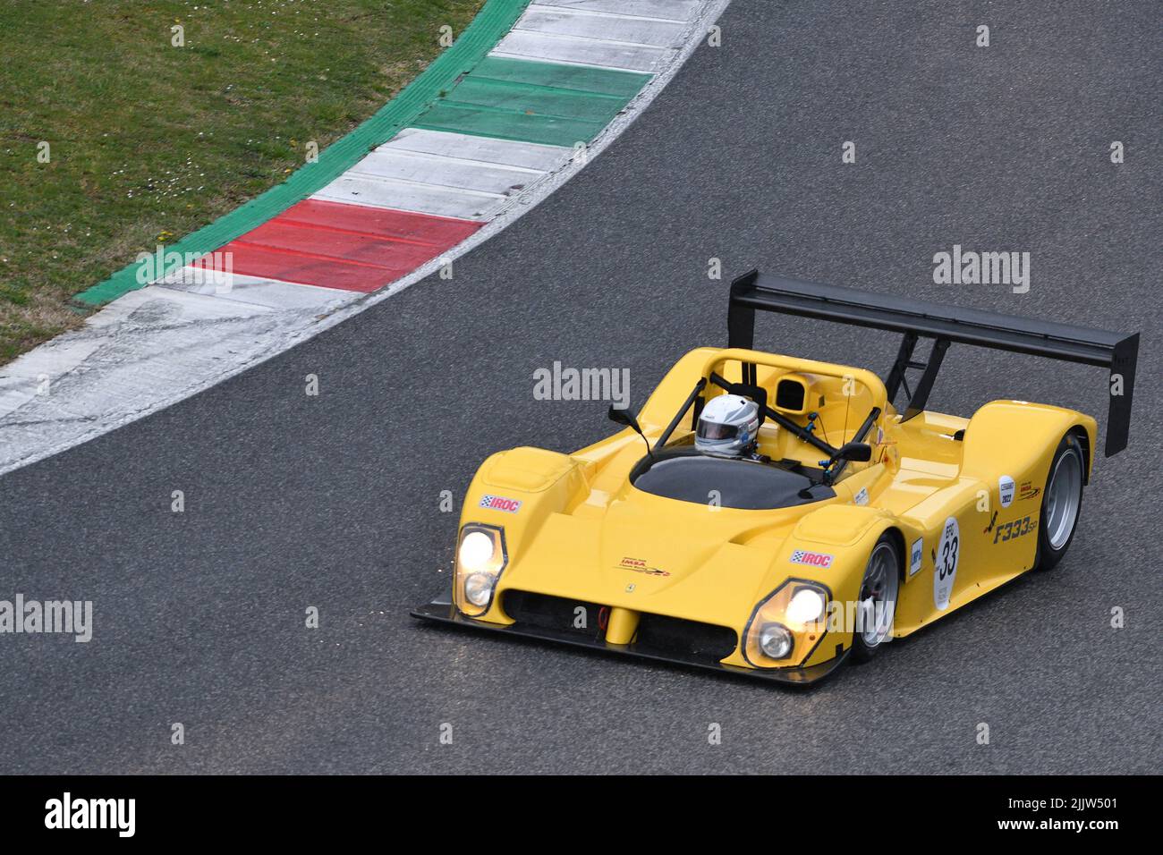 Scarperia, 3 April 2022: Ferrari 333 SP in action during Mugello Classic 2022 at Mugello Circuit in Italy. Stock Photo