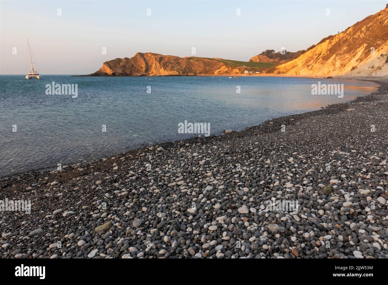 England, Dorset, Lulworth Cove, Cliffs and Beach Stock Photo