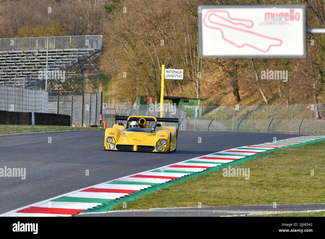 Scarperia, 3 April 2022: Ferrari 333 SP in action during Mugello Classic 2022 at Mugello Circuit in Italy. Stock Photo