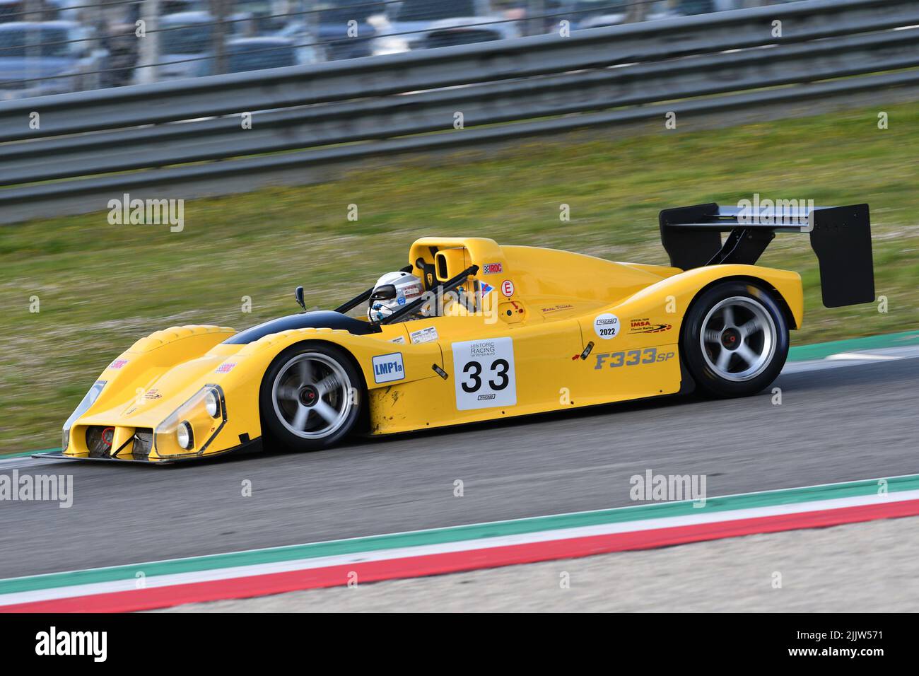 Scarperia, 3 April 2022: Ferrari 333 SP in action during Mugello Classic 2022 at Mugello Circuit in Italy. Stock Photo