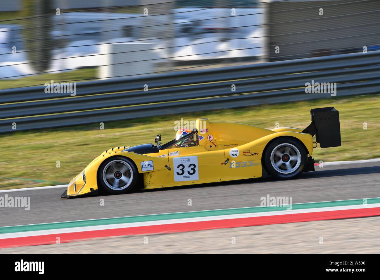 Scarperia, 3 April 2022: Ferrari 333 SP in action during Mugello Classic 2022 at Mugello Circuit in Italy. Stock Photo