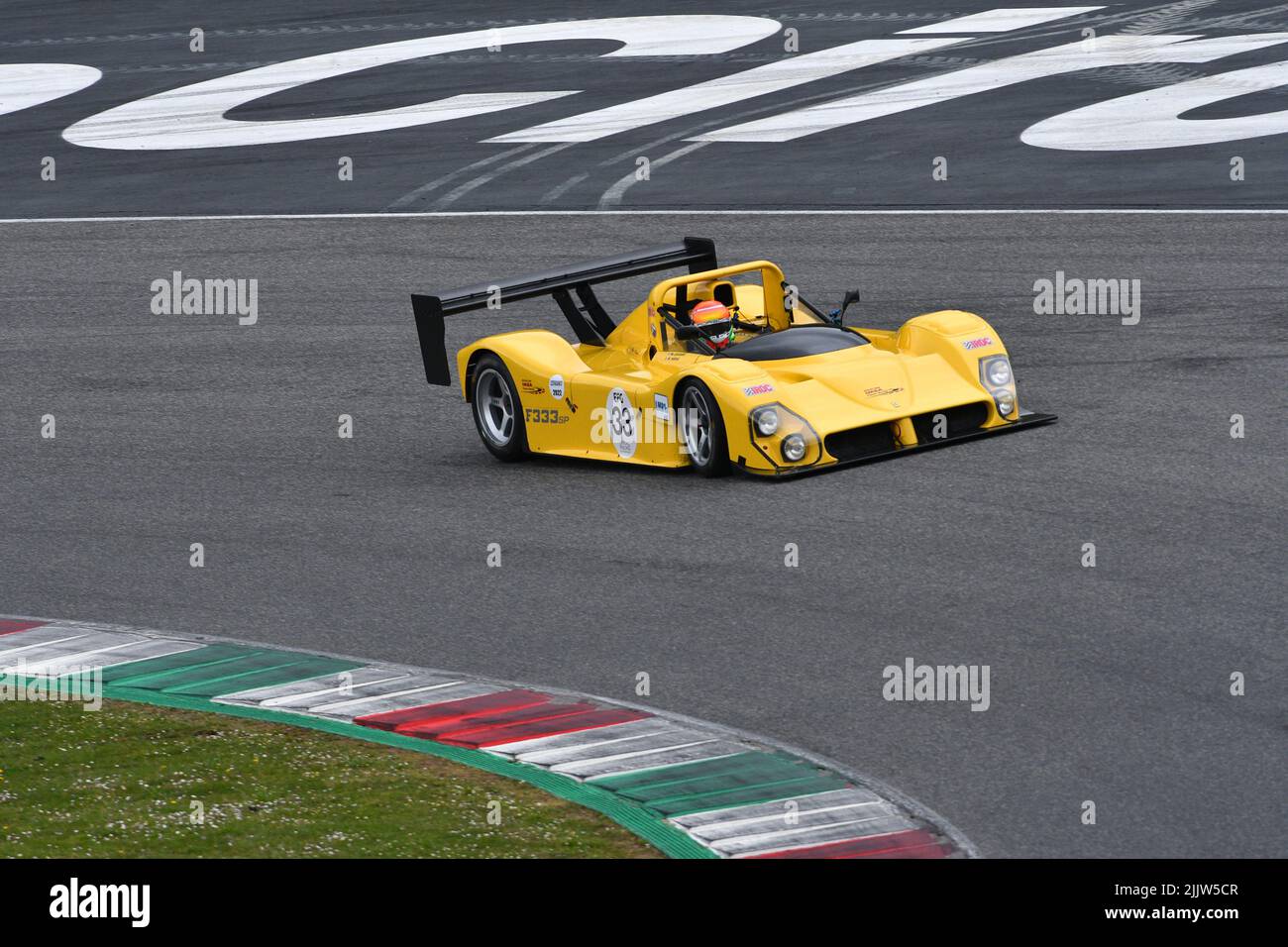Scarperia, 3 April 2022: Ferrari 333 SP in action during Mugello Classic 2022 at Mugello Circuit in Italy. Stock Photo
