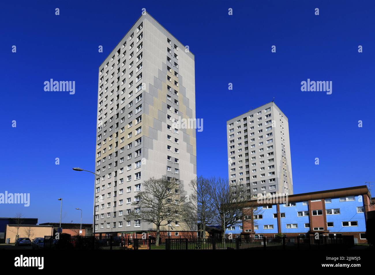 High rise social Housing, Chapel Court, Scunthorpe town, Lincolnshire County, England, UK Stock Photo