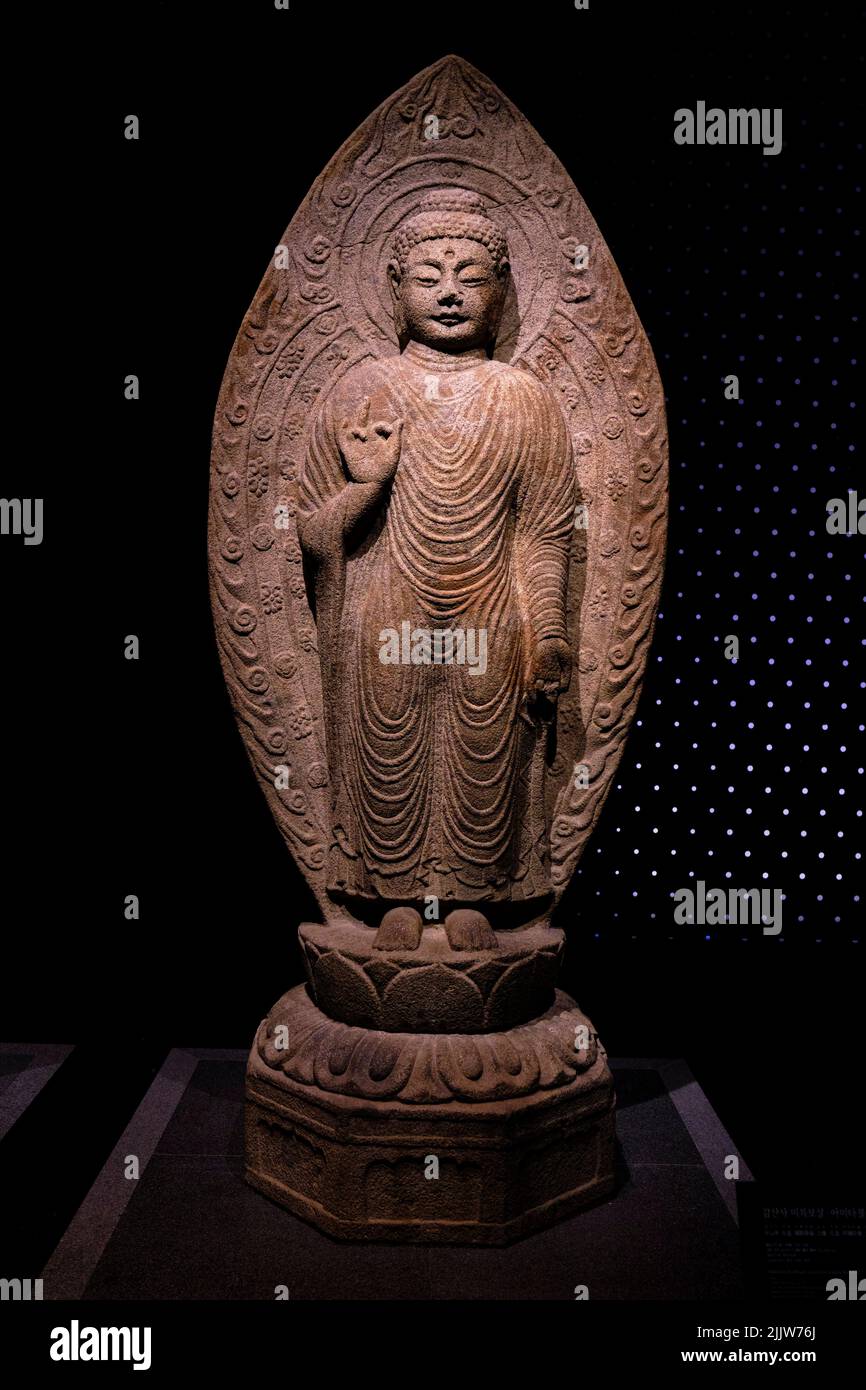 South Korea, Seoul, Yongsan-gu, National Museum, Amitabha Buddha, Silla period, 8th century Stock Photo