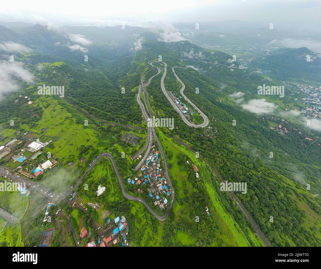 Aerial view of the most famous road and hill station in India (that is