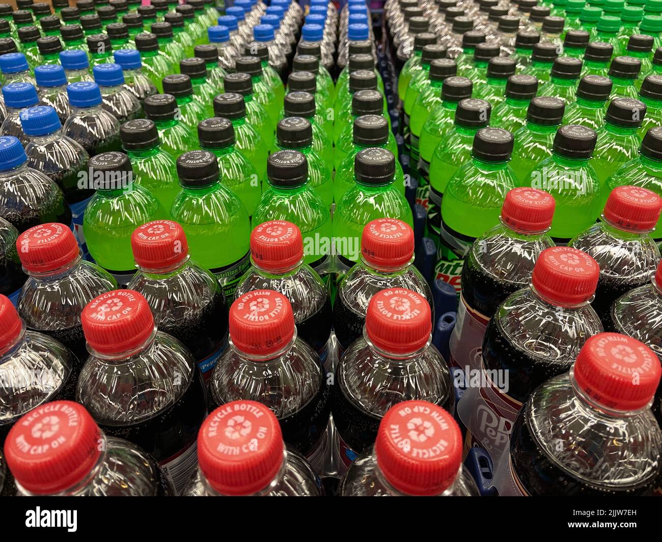 Grovetown, Ga USA 03 20 22 Retail store rows of soda bottle top caps