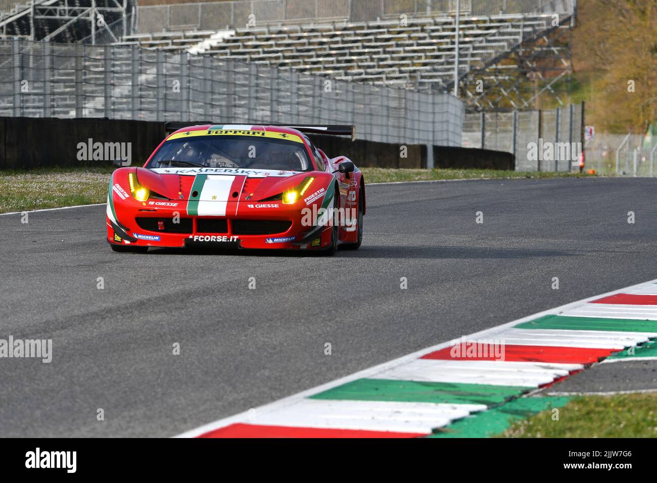 Scarperia, 3 April 2022: Ferrari 458 GTE 2011 in action during Mugello Classic 2022 at Mugello Circuit in Italy. Stock Photo