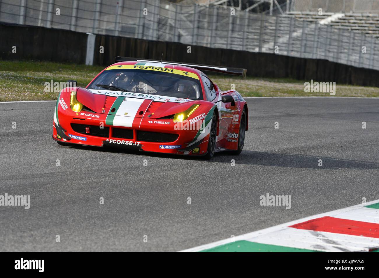 Scarperia, 3 April 2022: Ferrari 458 GTE 2011 in action during Mugello Classic 2022 at Mugello Circuit in Italy. Stock Photo