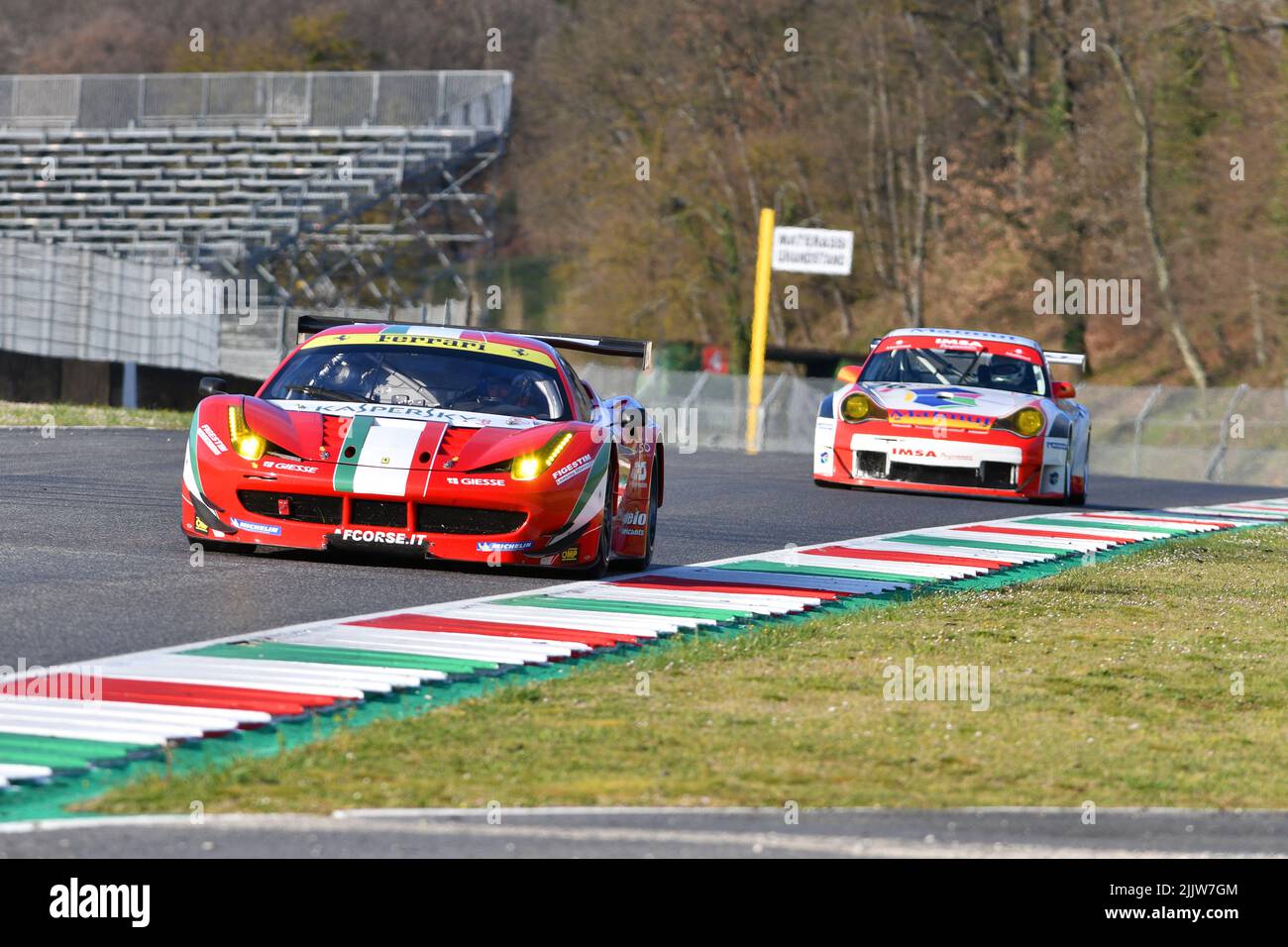 Scarperia, 3 April 2022: Ferrari 458 GTE 2011 in action during Mugello Classic 2022 at Mugello Circuit in Italy. Stock Photo
