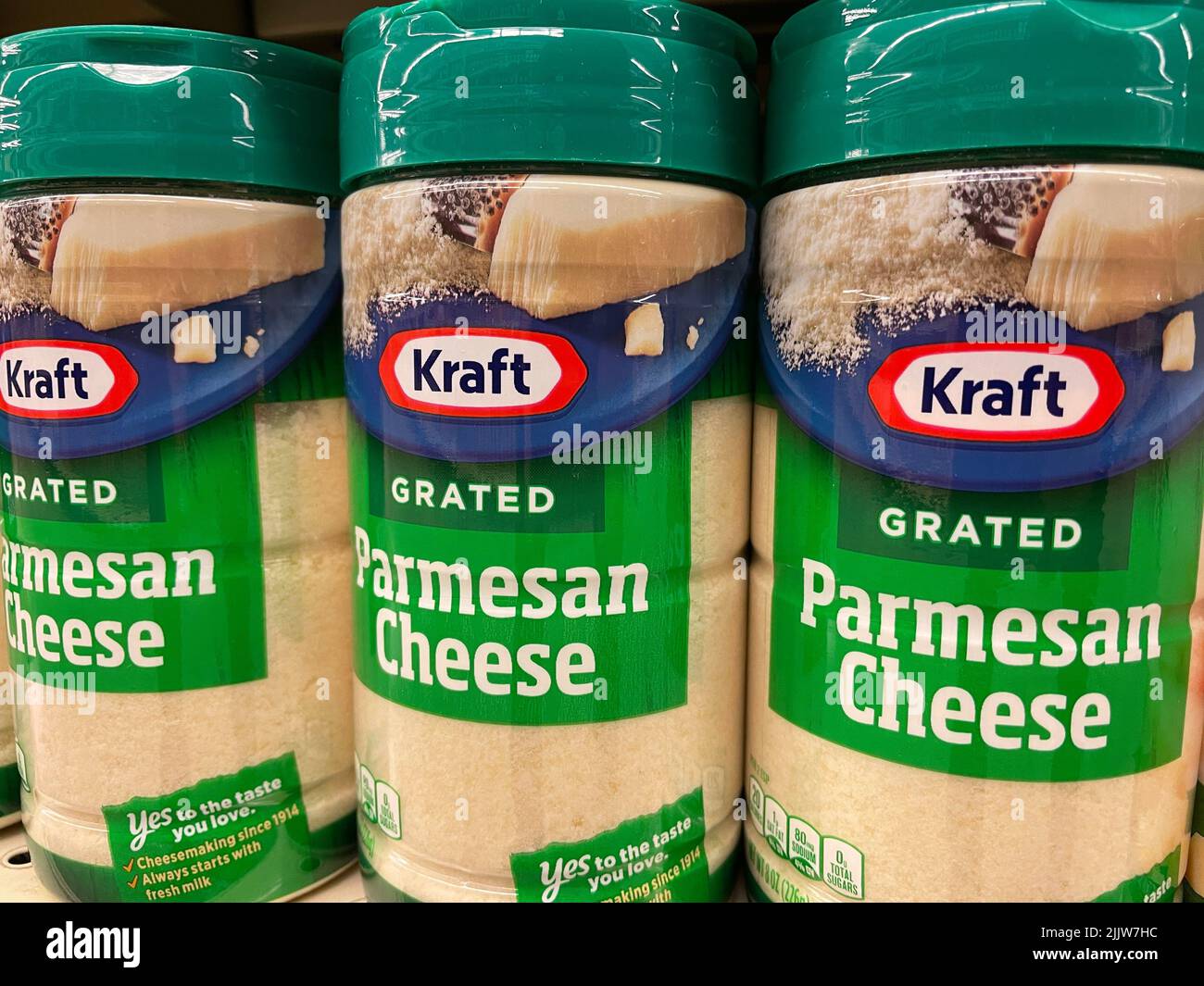 Grovetown, Ga USA - 03 20 22: Retail store Kraft Grated Parmesan cheese
